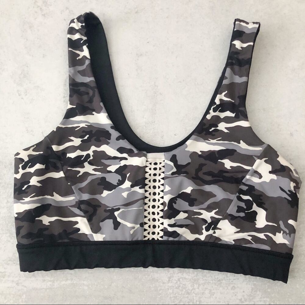 Track & Bliss Camo Black & Gray Reversible Sports Bra